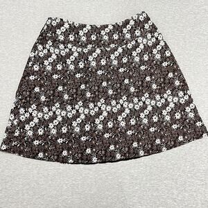 Tuckernuck Daisy Mini Skirt Womens M/L 30" W Black White Brocade A-Line Y2K